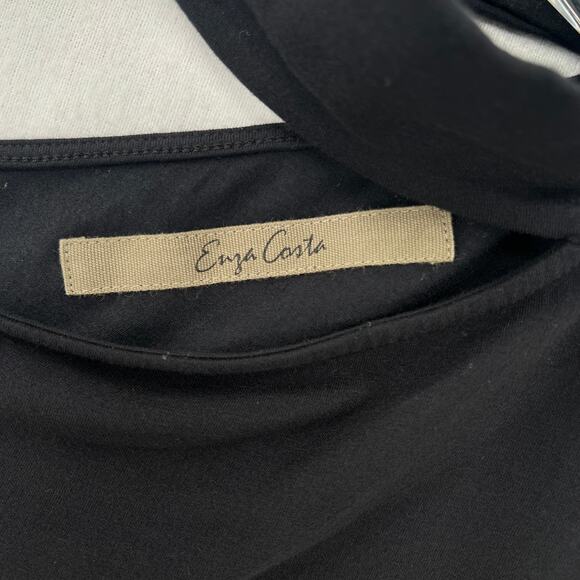 ENZA COSTA Detached Mockneck Top Womens Large Black Brushed Cotton Long Sleeve - Picture 10 of 16